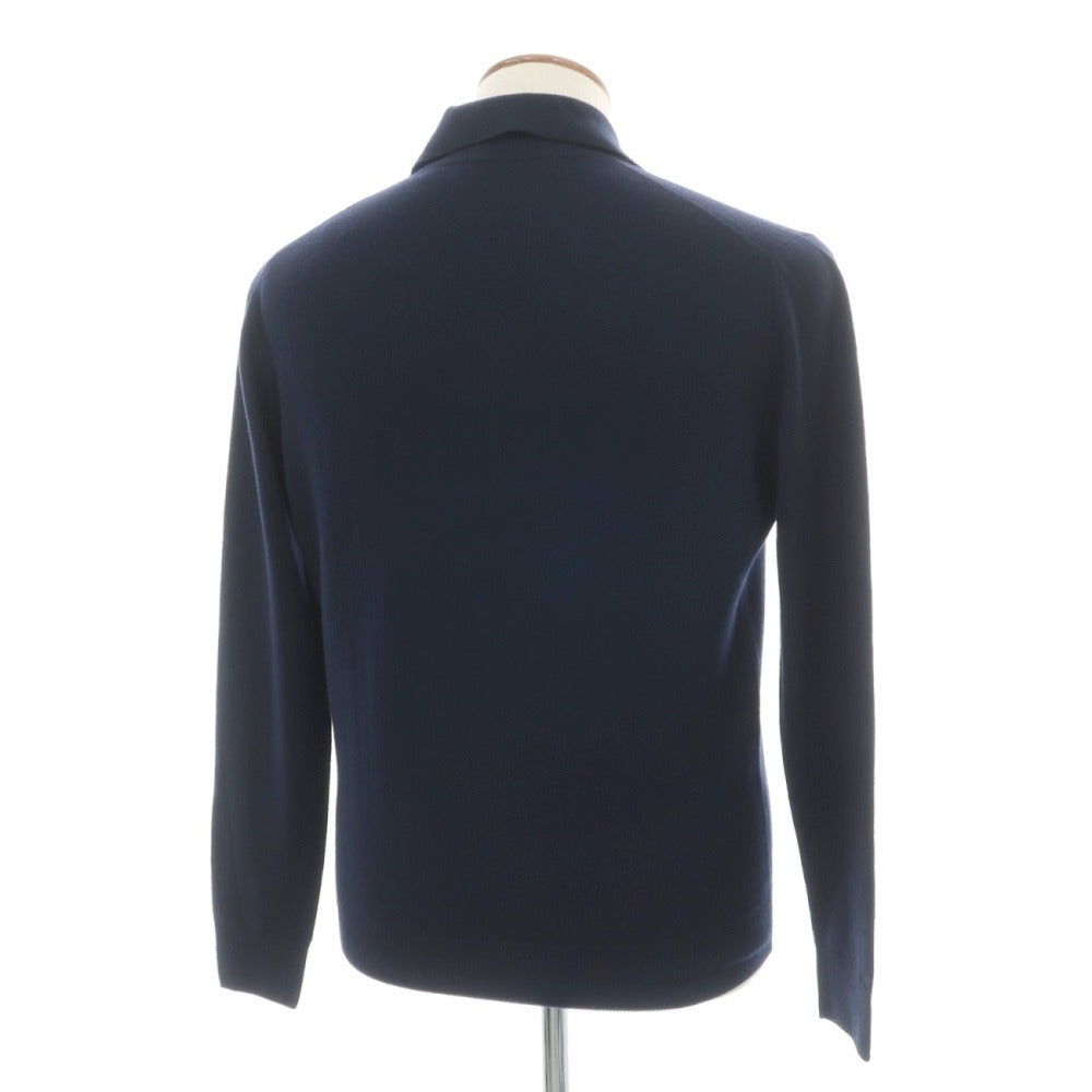 【中古】クルチアーニ CRUCIANI ウール 長袖 ポロニット ネイビー【サイズ48】【 状態ランクB 】【 メンズ 】
