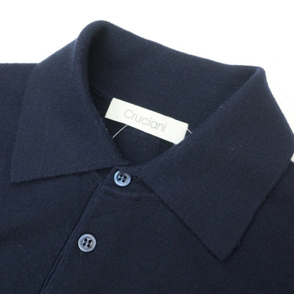 【中古】クルチアーニ CRUCIANI ウール 長袖 ポロニット ネイビー【サイズ48】【 状態ランクB 】【 メンズ 】