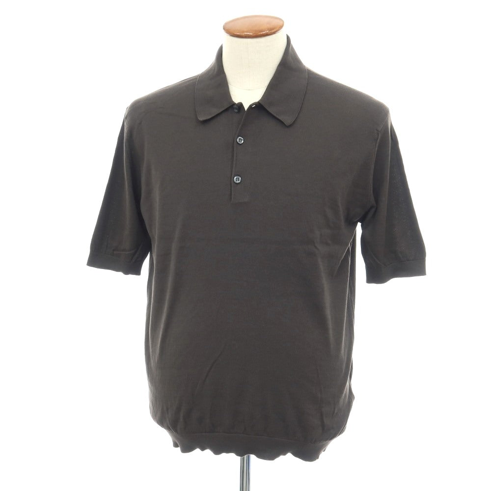 【中古】ジョンスメドレー JOHN SMEDLEY ハイゲージ シーアイランドコットン 半袖 ポロニット ダークトープ【サイズM】【 状態ランクB 】【 メンズ 】