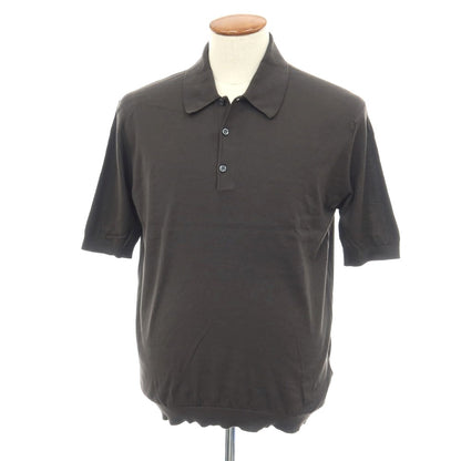 【中古】ジョンスメドレー JOHN SMEDLEY ハイゲージ シーアイランドコットン 半袖 ポロニット ダークトープ【サイズM】【 状態ランクB 】【 メンズ 】