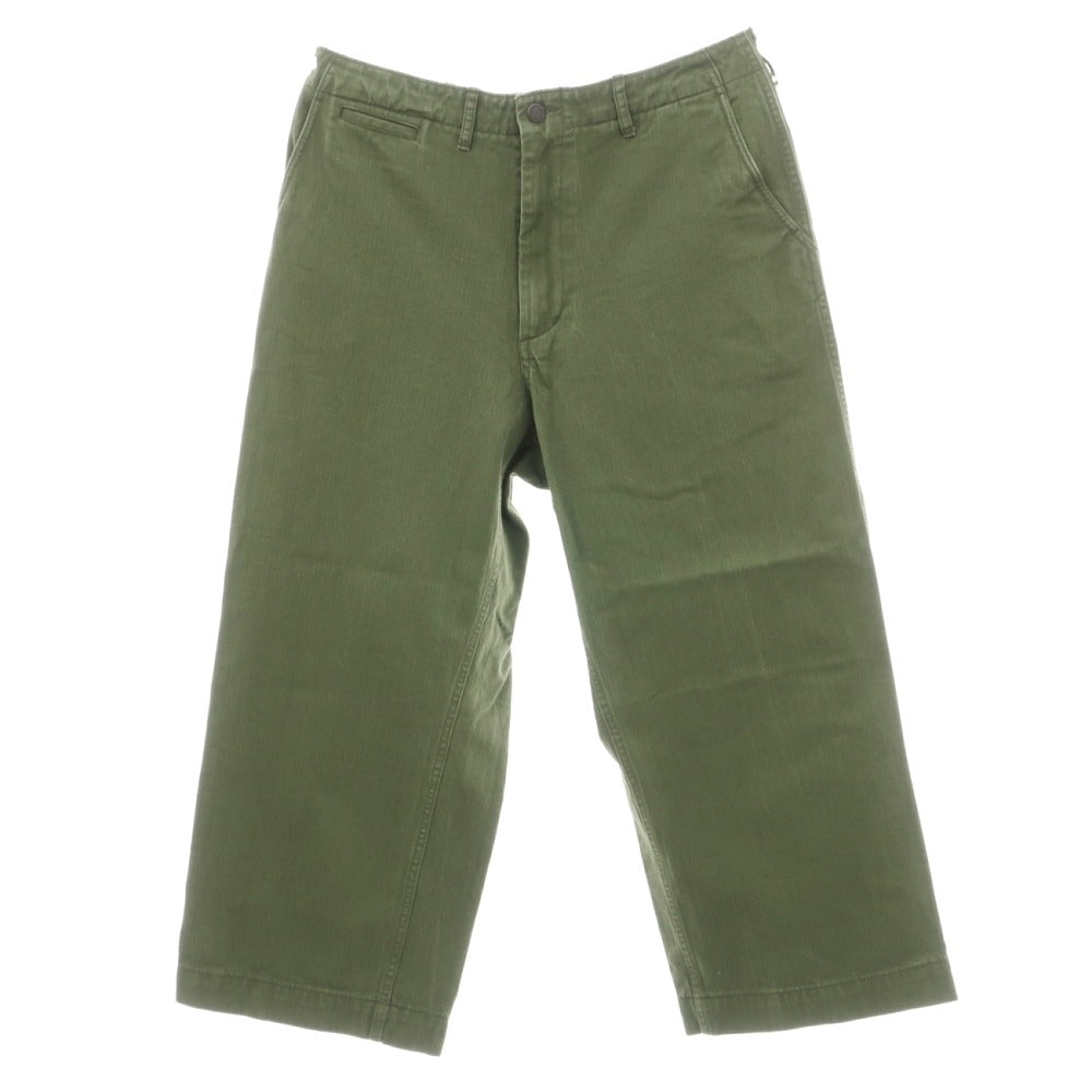 【中古】ビームスプラス BEAMS PLUS コットン ヘリンボーン ワークパンツ オリーブグリーン【サイズL】【 状態ランクB 】【 メンズ 】
