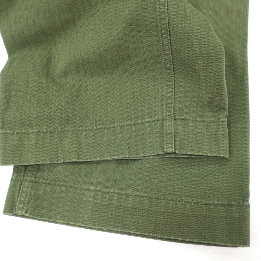 【中古】ビームスプラス BEAMS PLUS コットン ヘリンボーン ワークパンツ オリーブグリーン【サイズL】【 状態ランクB 】【 メンズ 】