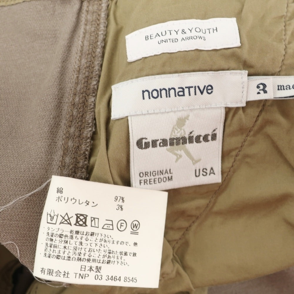 【中古】ノンネイティブ nonnative × グラミチ × BEAUTY&amp;YOUTH UNITED ARROWS ストレッチ コットン イージーパンツ アッシュブラウン【サイズ3】【 状態ランクB 】【 メンズ 】