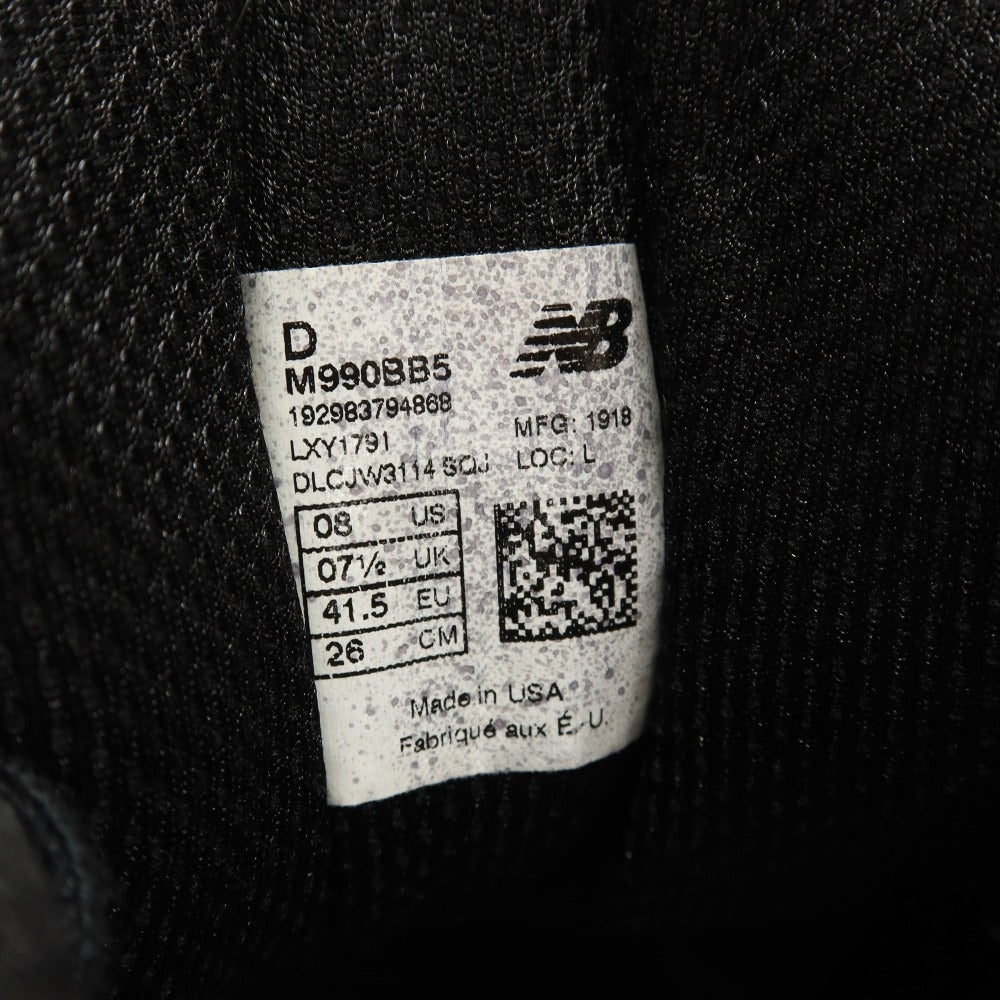 【中古】ニューバランス NEW BALANCE M990BB5 M990V5 made in USA スエード スニーカー ブラック【サイズ26cm】【 状態ランクB 】【 メンズ 】