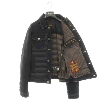 【新品アウトレット】ムーレー MOORER MONDOR/FUR デニム 異素材コンビネーション 襟ボア付き ダウンジャケット ブラック【サイズ46】【 状態ランクN- 】【 メンズ 】
