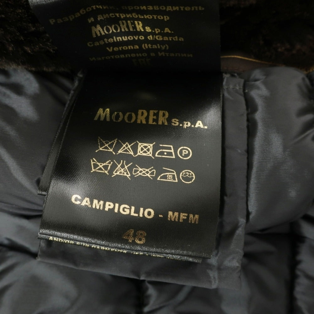 【新品】ムーレー MOORER CAMPIGLIO-MFM スエードレザー×ニット 切替デザイン ダウンジャケット ダークブラウンxダークグレー【サイズ48】【 状態ランクN 】【 メンズ 】