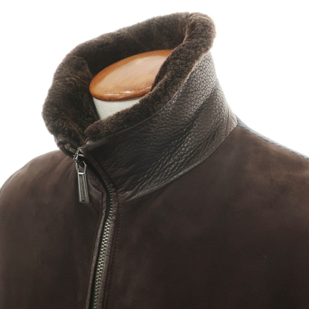 【新品】ムーレー MOORER CAMPIGLIO-MFM スエードレザー×ニット 切替デザイン ダウンジャケット ダークブラウンxダークグレー【サイズ48】【 状態ランクN 】【 メンズ 】