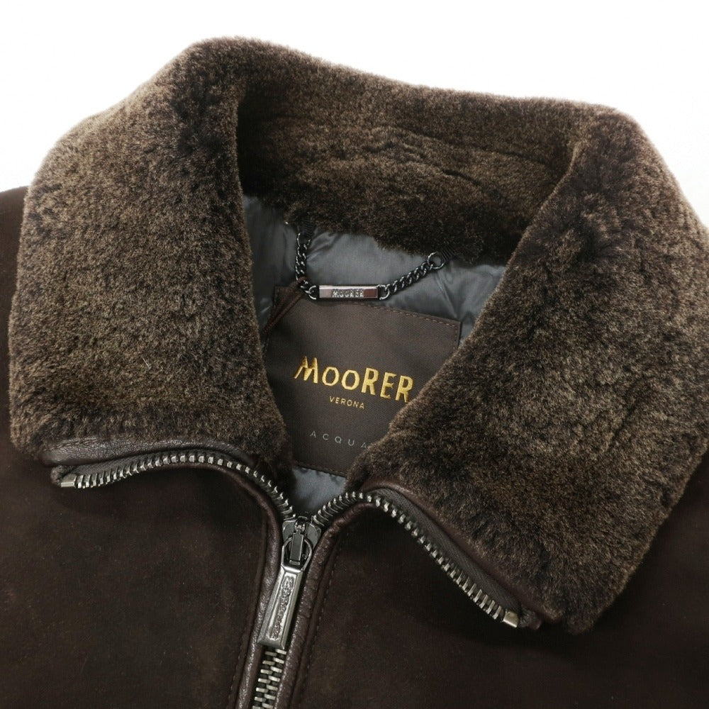 【新品】ムーレー MOORER CAMPIGLIO-MFM スエードレザー×ニット 切替デザイン ダウンジャケット ダークブラウンxダークグレー【サイズ48】【 状態ランクN 】【 メンズ 】