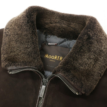 【新品】ムーレー MOORER CAMPIGLIO-MFM スエードレザー×ニット 切替デザイン ダウンジャケット ダークブラウンxダークグレー【サイズ48】【 状態ランクN 】【 メンズ 】