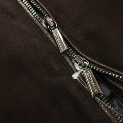 【新品】ムーレー MOORER CAMPIGLIO-MFM スエードレザー×ニット 切替デザイン ダウンジャケット ダークブラウンxダークグレー【サイズ48】【 状態ランクN 】【 メンズ 】