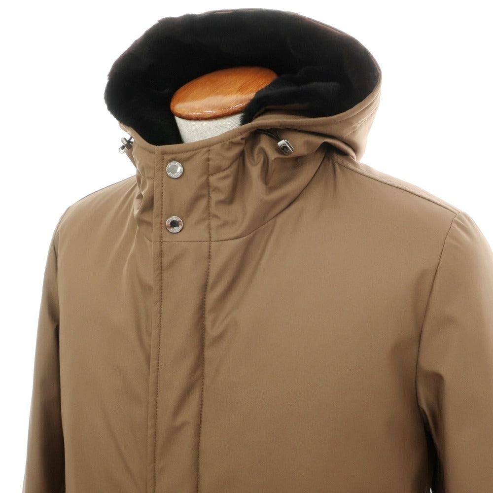 【新品】ムーレー MOORER BASSI-WI ポリエステル フーデッド ダウンコート ブラウン【サイズ48】【 状態ランクN 】【 メンズ 】