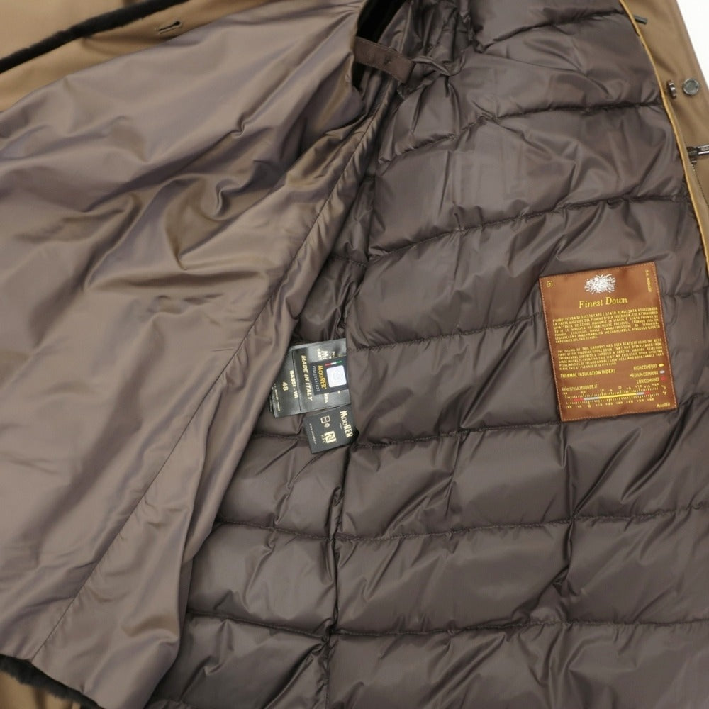 【新品】ムーレー MOORER BASSI-WI ポリエステル フーデッド ダウンコート ブラウン【サイズ48】【 状態ランクN 】【 メンズ 】