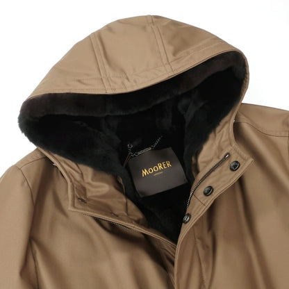 【新品】ムーレー MOORER BASSI-WI ポリエステル フーデッド ダウンコート ブラウン【サイズ48】【 状態ランクN 】【 メンズ 】