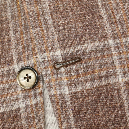 【新品】エルビーエム1911 L.B.M.1911 コットン ジャージー チェック プリント 2B カジュアルジャケット ブラウンxホワイト【サイズ48】【 状態ランクN 】【 メンズ 】