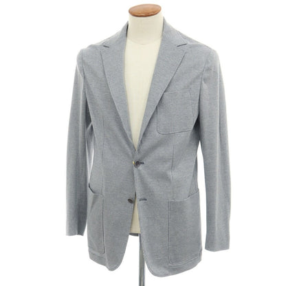 【新品】カナーリ CANALI コットン ジャージー ハウンドトゥース 手裏剣千鳥 2B カジュアルジャケット ブルーネイビーxホワイト【サイズ48】【 状態ランクN 】【 メンズ 】
