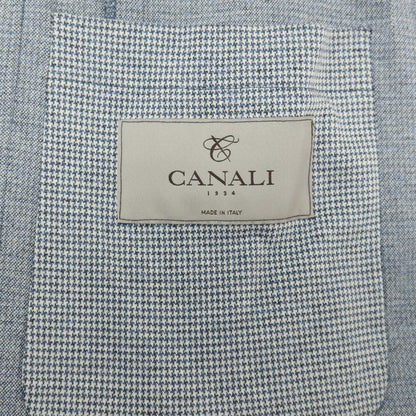 【新品】カナーリ CANALI コットン ジャージー ハウンドトゥース 手裏剣千鳥 2B カジュアルジャケット ブルーネイビーxホワイト【サイズ48】【 状態ランクN 】【 メンズ 】