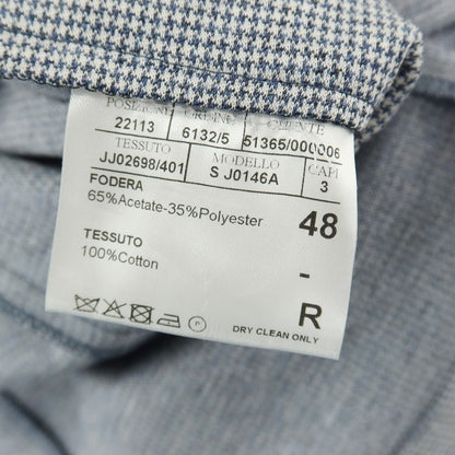 【新品】カナーリ CANALI コットン ジャージー ハウンドトゥース 手裏剣千鳥 2B カジュアルジャケット ブルーネイビーxホワイト【サイズ48】【 状態ランクN 】【 メンズ 】
