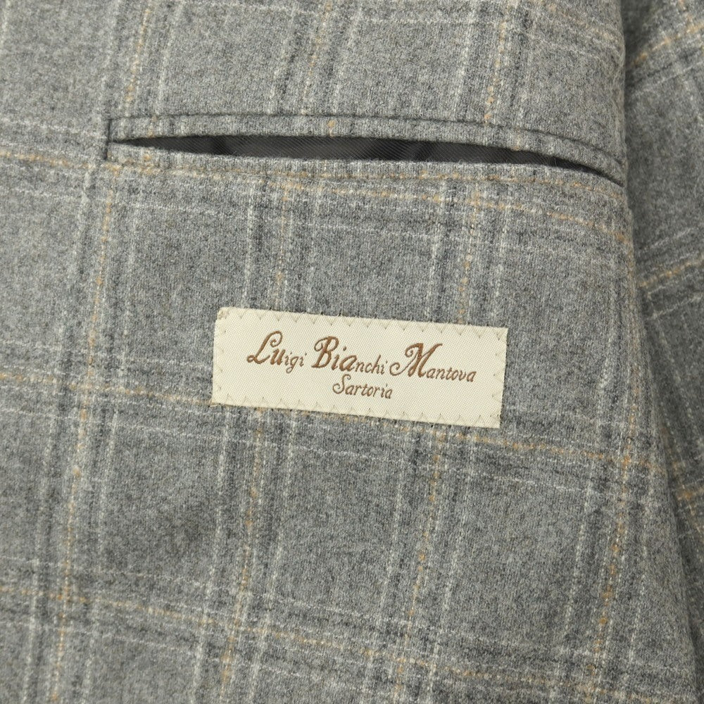 【新品】ルイジ ビアンキ マントヴァ Luigi Bianchi Mantova ウール チェック 3B テーラードジャケット グレーxベージュ【サイズ50】【 状態ランクN 】【 メンズ 】