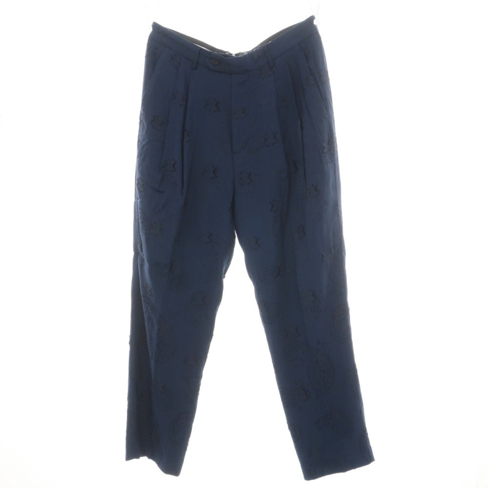 【中古】キス KITH レーヨンポリエステル ペイズリー ジャガード カジュアルスラックスパンツ ネイビー【サイズ48】【 状態ランクB 】【 メンズ 】