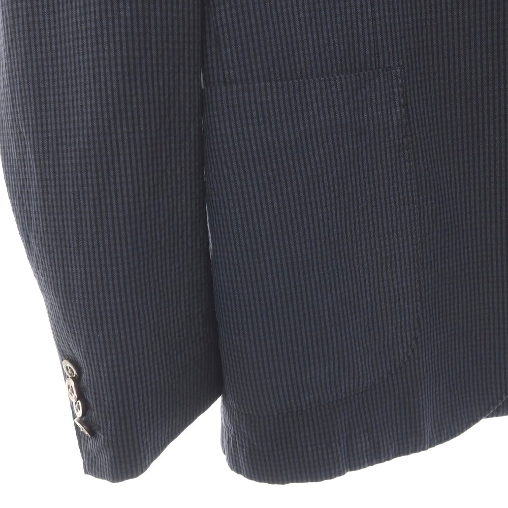【中古】ボリオリ BOGLIOLI COAT シルク混 サッカー チェック 3B テーラードジャケット ネイビーxブラック【サイズ48】【 状態ランクC 】【 メンズ 】