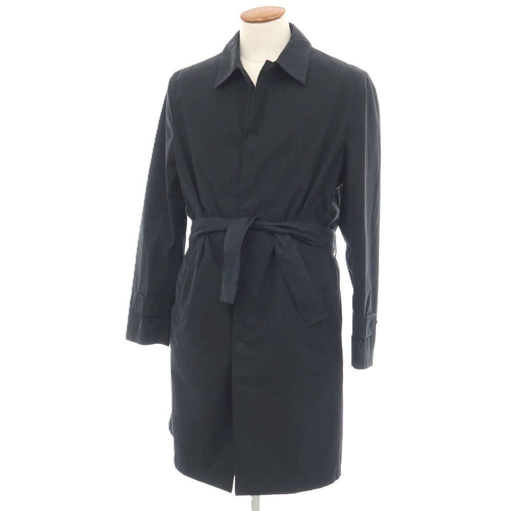 【中古】ジーゼニア Z Zegna コットンポリウレタン ベルテッド ステンカラーコート ブラックネイビー【サイズS/48】【 状態ランクC 】【 メンズ 】