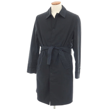【中古】ジーゼニア Z Zegna コットンポリウレタン ベルテッド ステンカラーコート ブラックネイビー【サイズS/48】【 状態ランクC 】【 メンズ 】