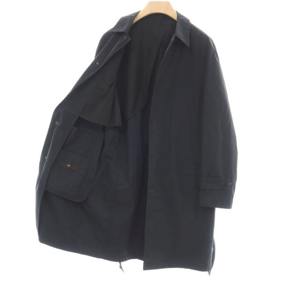 【中古】ジーゼニア Z Zegna コットンポリウレタン ベルテッド ステンカラーコート ブラックネイビー【サイズS/48】【 状態ランクC 】【 メンズ 】