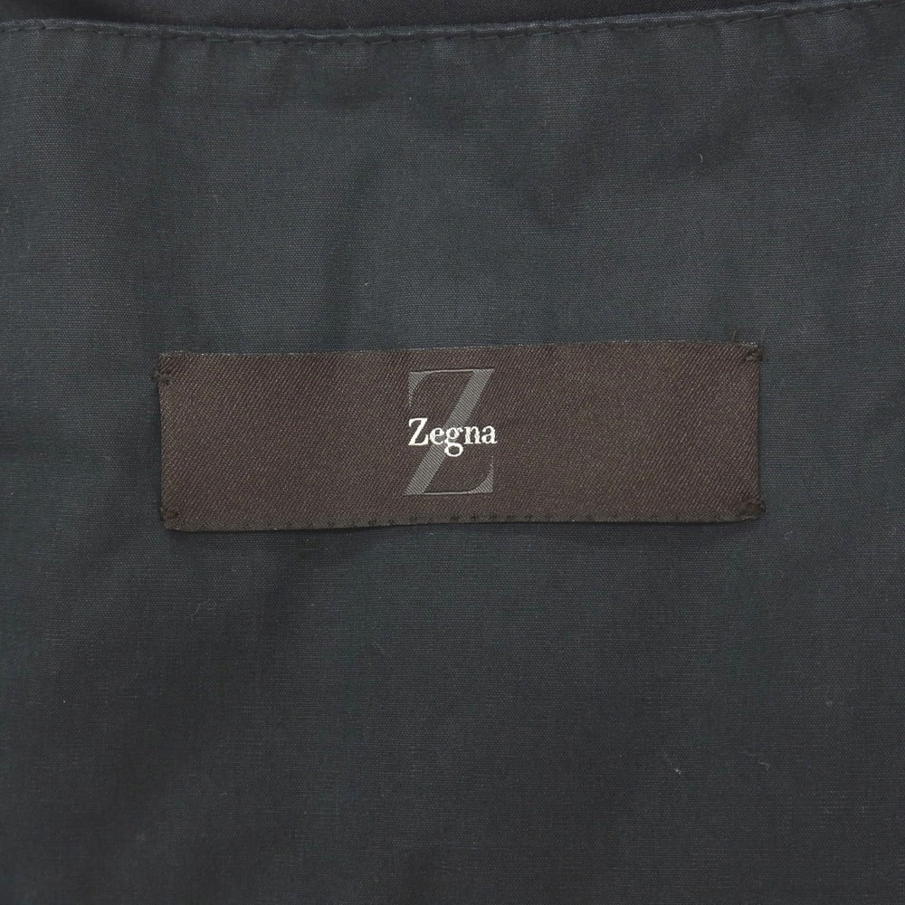 【中古】ジーゼニア Z Zegna コットンポリウレタン ベルテッド ステンカラーコート ブラックネイビー【サイズS/48】【 状態ランクC 】【 メンズ 】