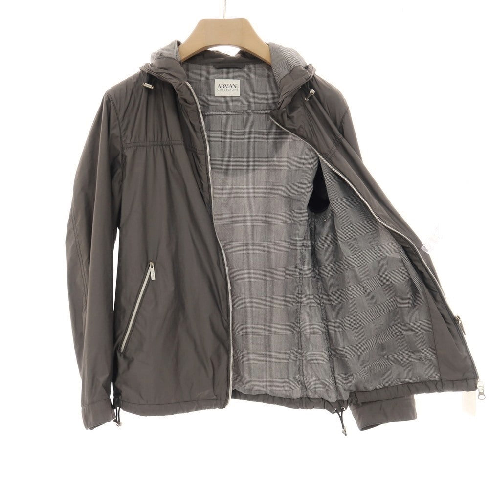 【中古】アルマーニ コレッツォーニ ARMANI COLLEZIONI ポリエステル ダブルジップ フーデッドブルゾン グレー【サイズ46】【 状態ランクC 】【 メンズ 】