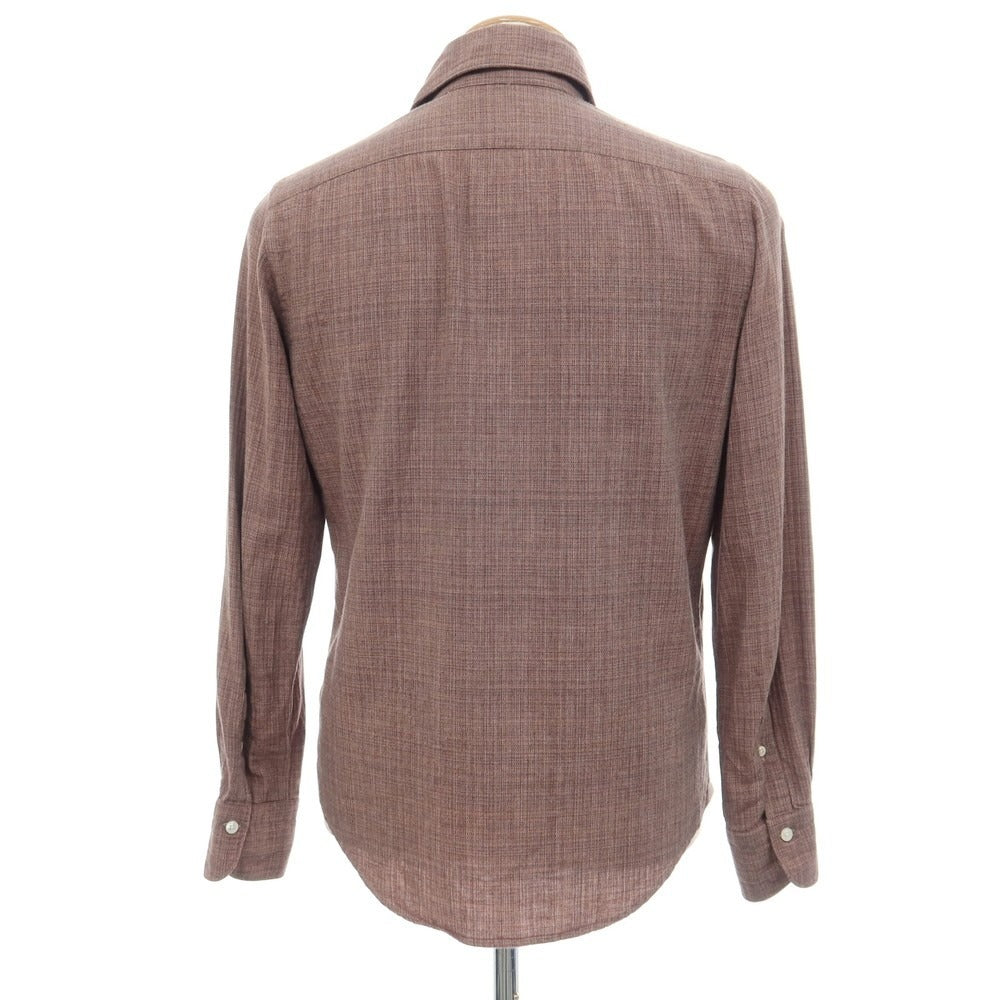 【中古】フィナモレ Finamore BARNEYS NEW YORK別注 コットン ホリゾンタルカラー カジュアルシャツ ピンクxブラック【サイズS】【 状態ランクC 】【 メンズ 】
