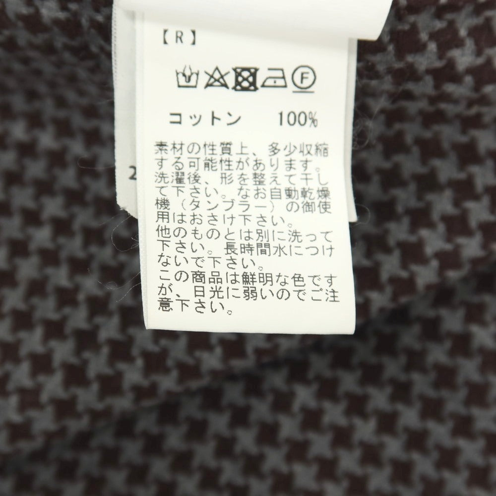 【中古】ギラルデッリ GHIRARDELLI コットン ハウンドトゥース 手裏剣千鳥 ワイドカラー カジュアルシャツ ブラウンxグレー【サイズ39】【 状態ランクC 】【 メンズ 】