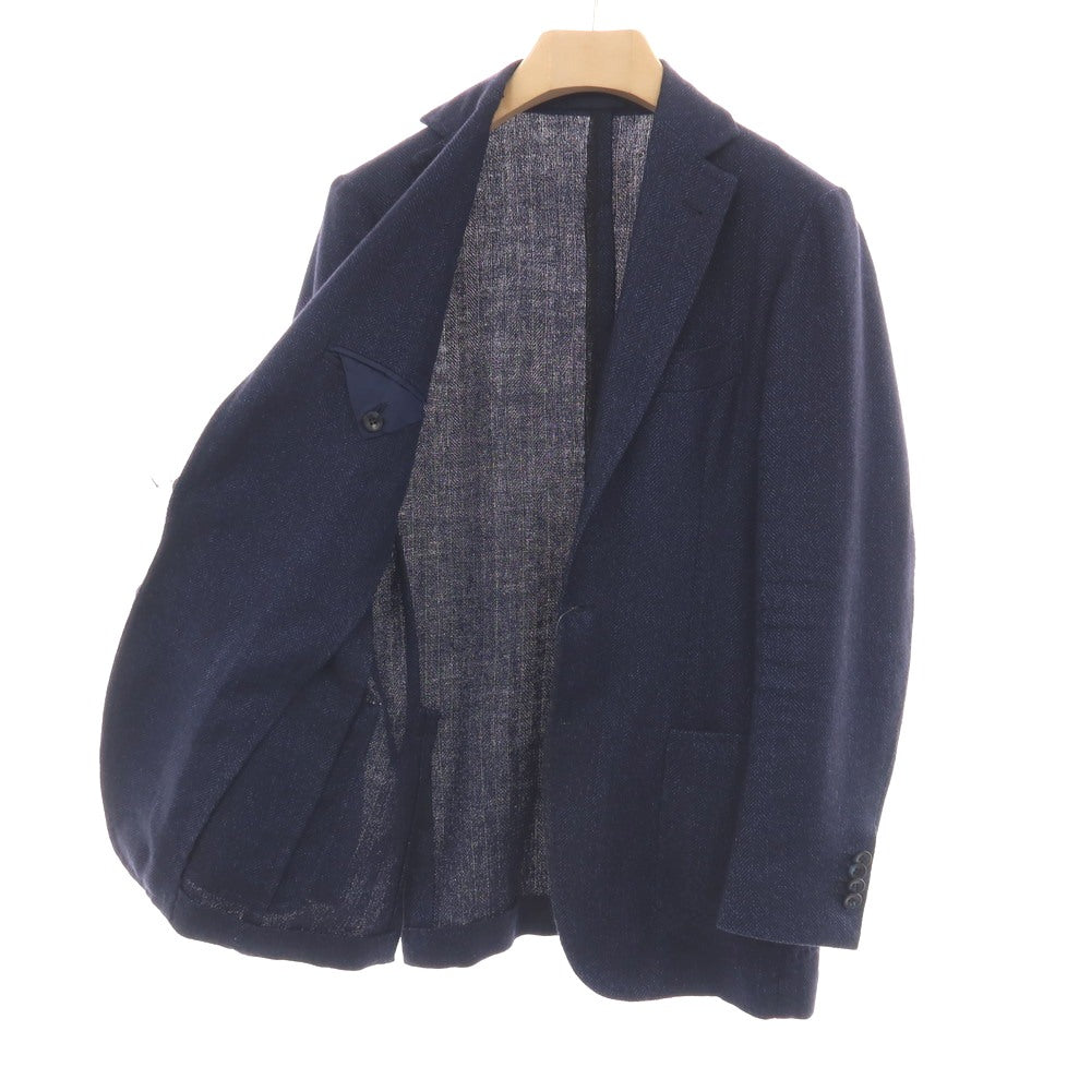 【中古】サルトリオ Sartorio ウールリネン ヘリンボーン 3B テーラードジャケット ネイビー【サイズ46】【 状態ランクD 】【 メンズ 】