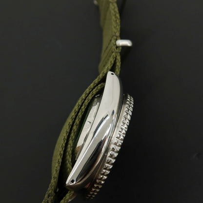 【中古】ハフ HUF × SEIKO 世界1000本限定 ステンレス×ナイロン 腕時計 オリーブグリーンxシルバー【 状態ランクA 】【 メンズ 】