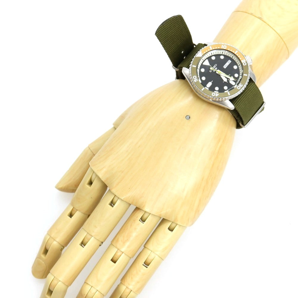 【中古】ハフ HUF × SEIKO 世界1000本限定 ステンレス×ナイロン 腕時計 オリーブグリーンxシルバー【 状態ランクA 】【 メンズ 】