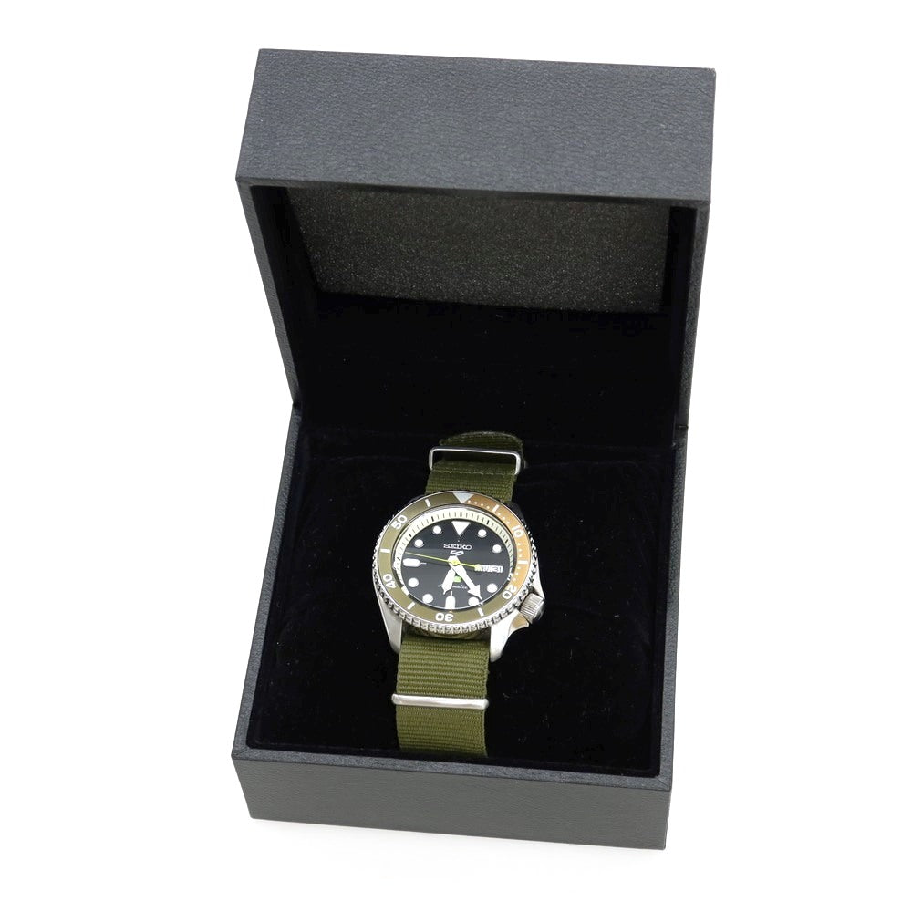 【中古】ハフ HUF × SEIKO 世界1000本限定 ステンレス×ナイロン 腕時計 オリーブグリーンxシルバー【 状態ランクA 】【 メンズ 】