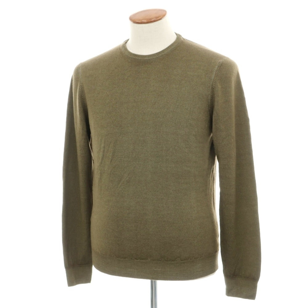 【中古】ヘリテージ HERITAGE ウール クルーネック プルオーバーニット オリーブグリーン【サイズM/50】【 状態ランクB 】【 メンズ 】
