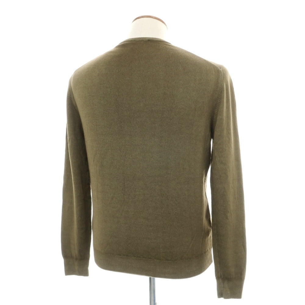 【中古】ヘリテージ HERITAGE ウール クルーネック プルオーバーニット オリーブグリーン【サイズM/50】【 状態ランクB 】【 メンズ 】
