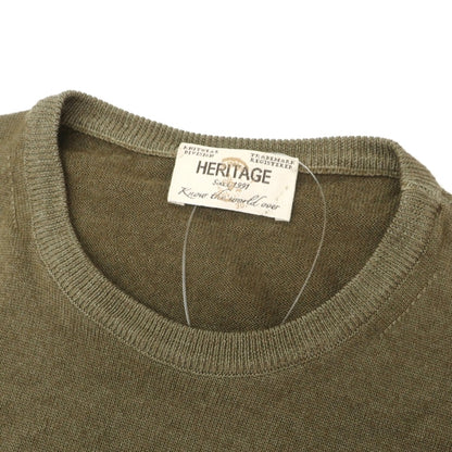 【中古】ヘリテージ HERITAGE ウール クルーネック プルオーバーニット オリーブグリーン【サイズM/50】【 状態ランクB 】【 メンズ 】