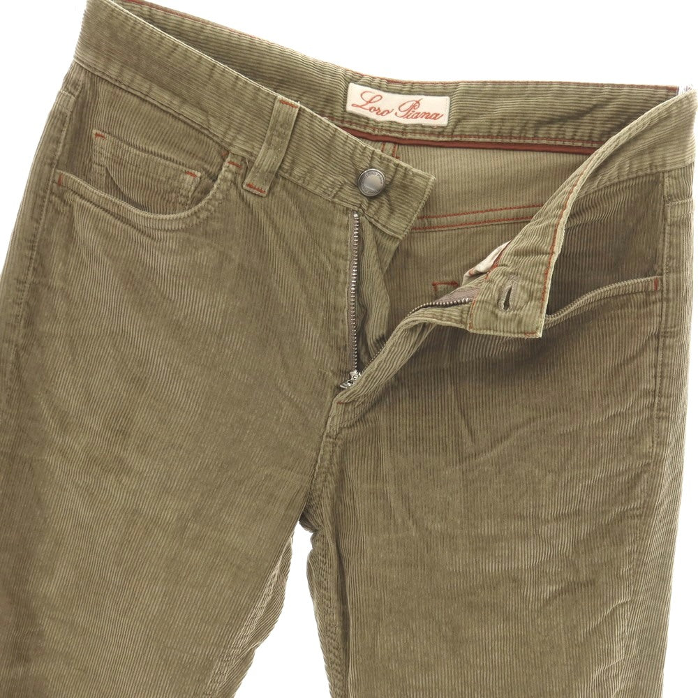【中古】ロロピアーナ Loro Piana コットンカシミヤ 中太畝 コーデュロイパンツ カーキ【サイズ30】【 状態ランクC 】【 メンズ 】