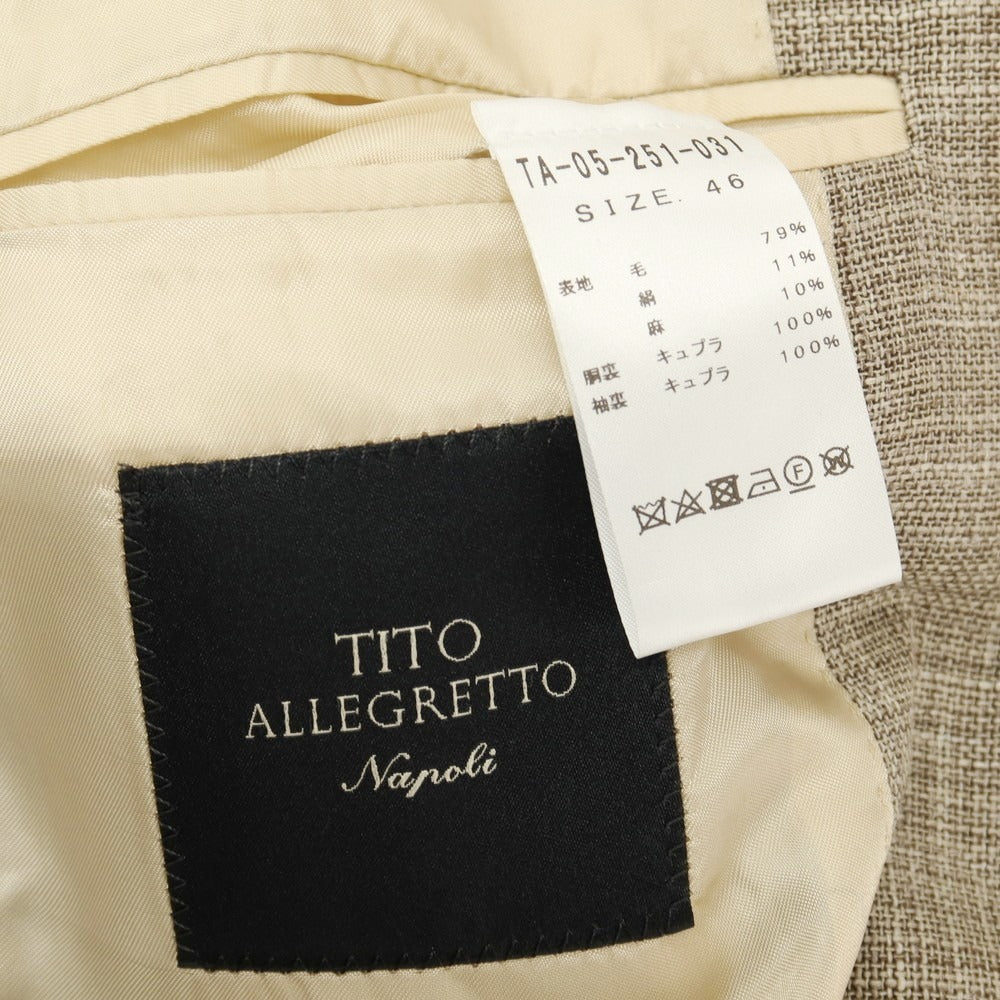 【中古】ティト アレグレット TITO ALLEGRETTO ウールシルクリネン 3B テーラードジャケット ブラウン【サイズ46】【 状態ランクC 】【 メンズ 】