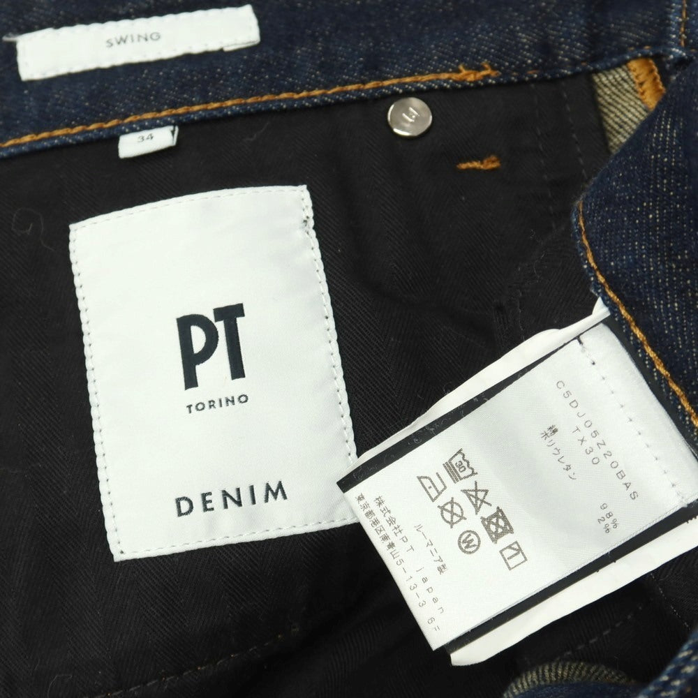 【中古】ピーティートリノ PT TORINO SWING ストレッチ コットン デニムパンツ ジーンズ ネイビー【サイズ34】【 状態ランクB 】【 メンズ 】