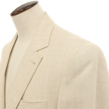 【中古】ブルネロクチネリ Brunello Cucinelli リネンウールポリウレタン ヘリンボーン 3B テーラードジャケット ライトベージュ【サイズ50】【 状態ランクB 】【 メンズ 】