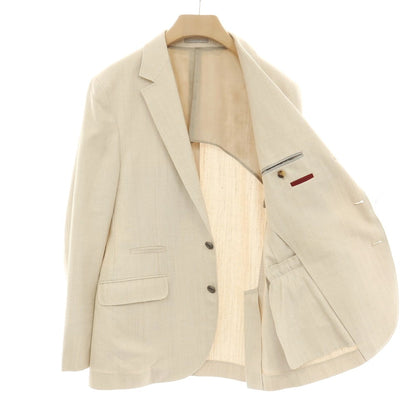 【中古】ブルネロクチネリ Brunello Cucinelli リネンウールポリウレタン ヘリンボーン 3B テーラードジャケット ライトベージュ【サイズ50】【 状態ランクB 】【 メンズ 】