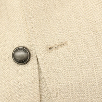 【中古】ブルネロクチネリ Brunello Cucinelli リネンウールポリウレタン ヘリンボーン 3B テーラードジャケット ライトベージュ【サイズ50】【 状態ランクB 】【 メンズ 】