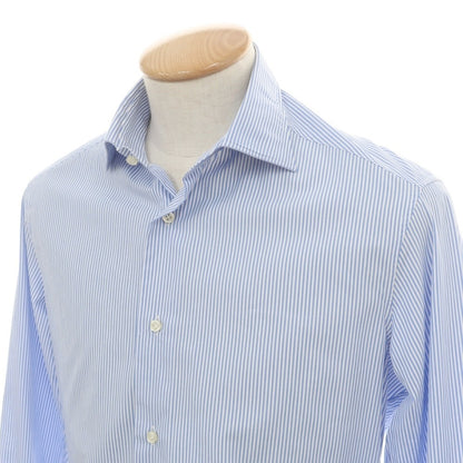 【中古】イセタンメンズ ISETAN MENS コットン ストライプ レギュラーカラー ドレスシャツ ブルーxホワイト【サイズ38】【 状態ランクB 】【 メンズ 】