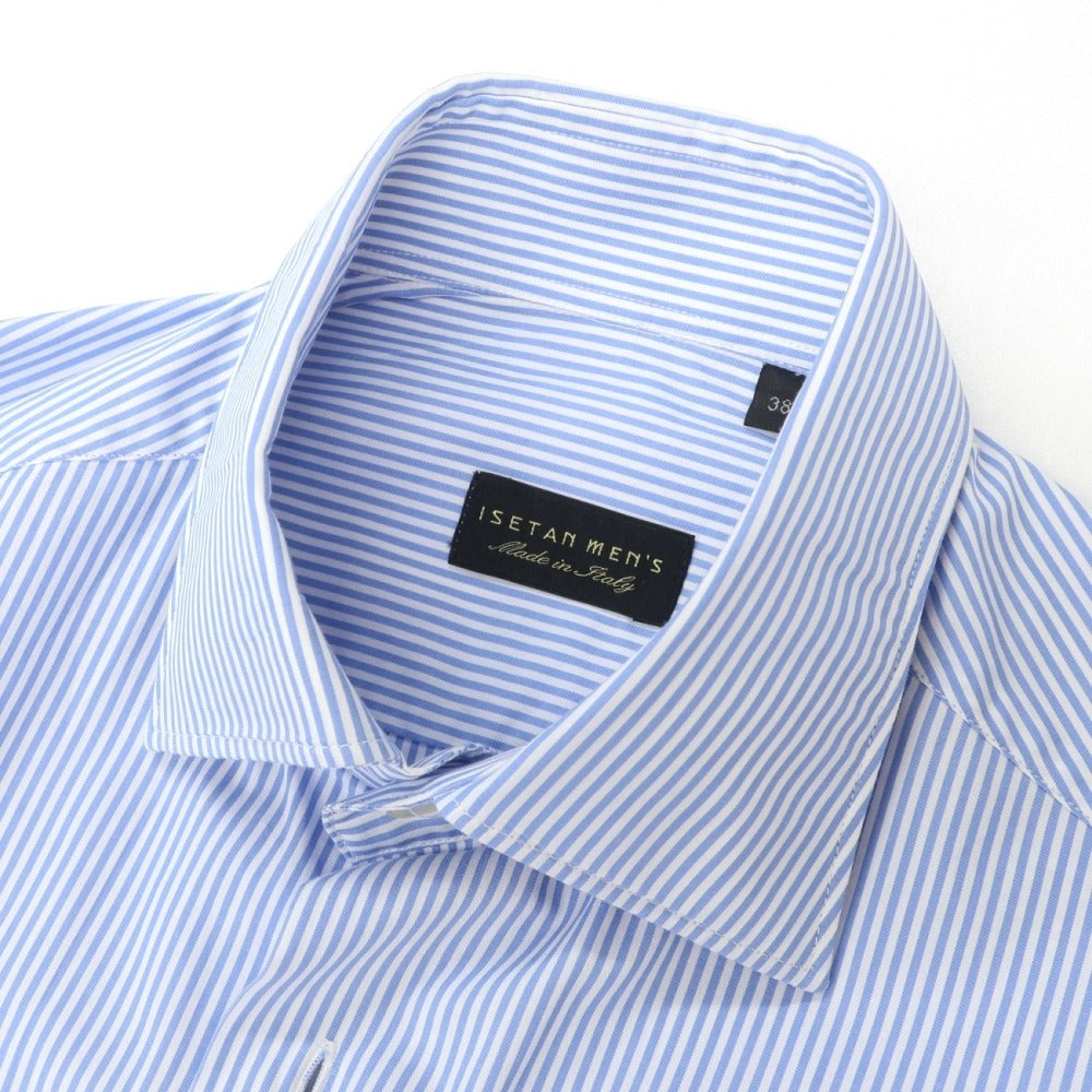【中古】イセタンメンズ ISETAN MENS コットン ストライプ レギュラーカラー ドレスシャツ ブルーxホワイト【サイズ38】【 状態ランクB 】【 メンズ 】