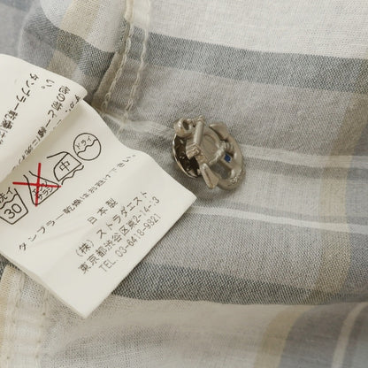 【中古】シーグリーン Seagreen コットンリネン チェック レギュラーカラー カジュアルシャツ ホワイトxグレー【サイズ1】【 状態ランクC 】【 メンズ 】