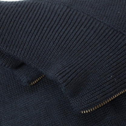 【中古】ヴェルサーチ ジーンズ Versace Jeans ウールアクリル エンブレム 変形ハーフジップ プルオーバーニット ダークネイビー【サイズXL】【 状態ランクC 】【 メンズ 】