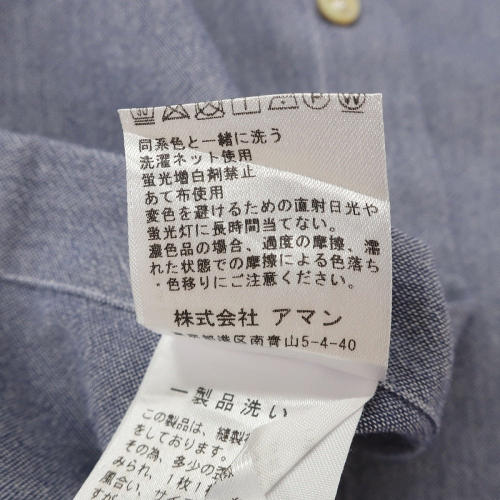 【中古】フィナモレ Finamore コットン ワイドカラー カジュアルシャツ グレイッシュネイビー【サイズM】【 状態ランクB 】【 メンズ 】