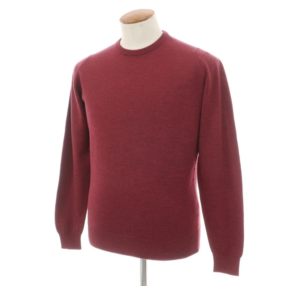 【中古】ジョンスメドレー JOHN SMEDLEY ウール クルーネック プルオーバーニット ワインレッド【サイズM】【 状態ランクB 】【 メンズ 】